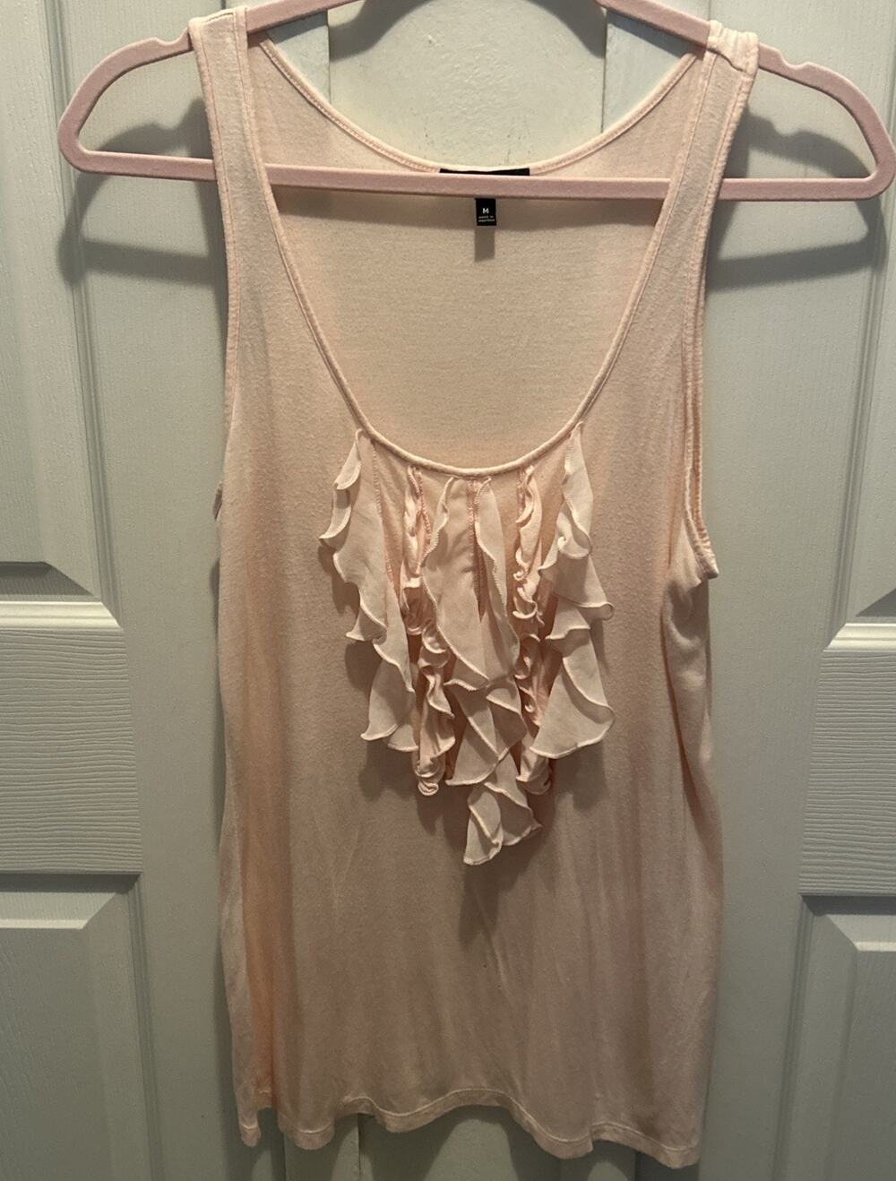 Express Size M Sleeveless Peach Colored Ruffled Blouse